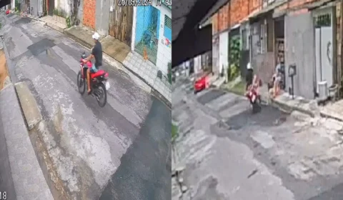 Vídeo mostra motoqueiro perdendo controle e atropelando idosa no Cidadão 10