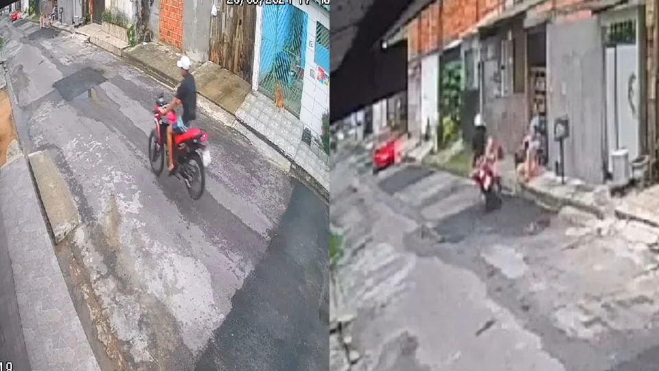 Vídeo mostra motoqueiro perdendo controle e atropelando idosa no Cidadão 10