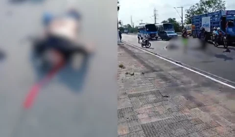 Vídeo: motociclista morre após ser atropelado por carreta no ‘Calçadão’ do Distrito