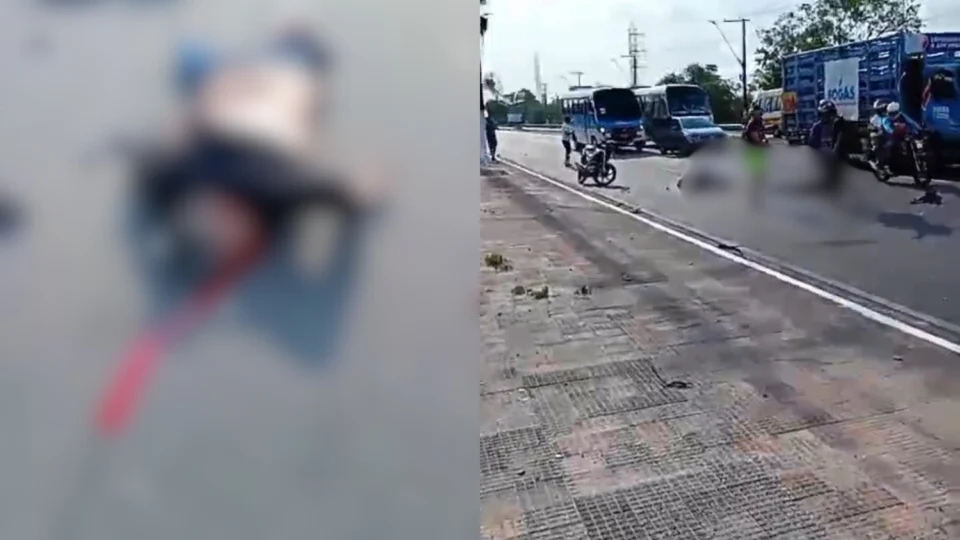 Vídeo: motociclista morre após ser atropelado por carreta no ‘Calçadão’ do Distrito