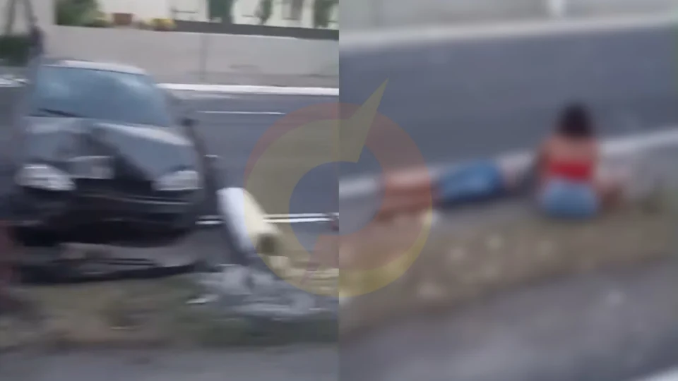 Vídeo: motorista derruba poste e bloqueia parte da Av. Constantino Nery