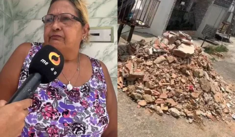 ‘Deixaram até despacho de macumba aqui’, afirma idosa após denunciar vizinho que deixou entulho na frente de sua casa