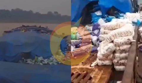 Vídeo: balsa encalha no Rio Madeira e é saqueada no município de Manicoré