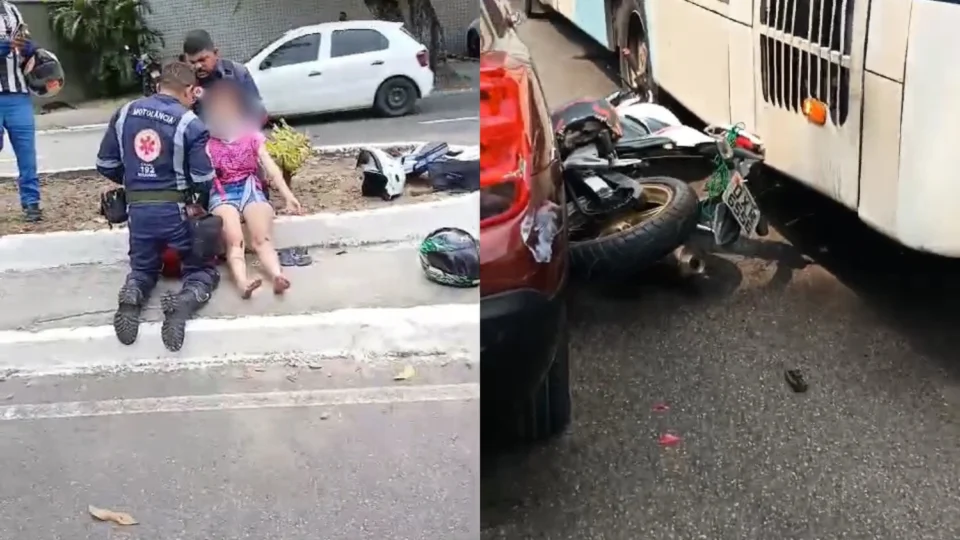 Vídeo: motoqueiro escapa de ser esmagado por ônibus na Av. Darcy Vargas