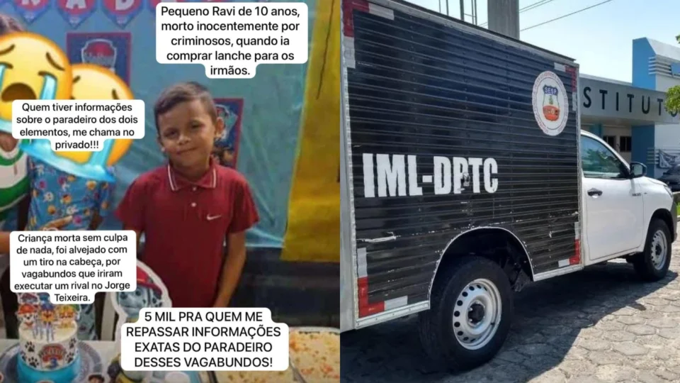 Foto: criança havia saído para comprar lanche quando foi baleada na cabeça durante guerra de facção no Val Paraíso