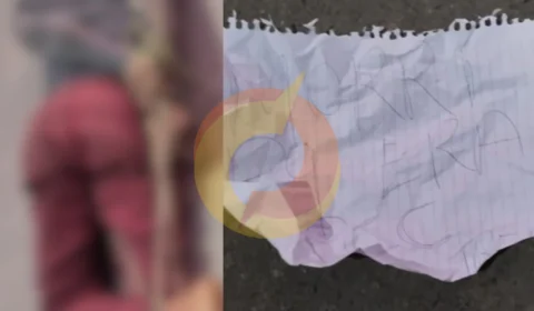 Veja as fotos: tribunal de crime desova corpo de homem amarrado no Val Paraíso; ‘Morri porque sou PCC’, diz bilhete