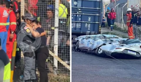 Esposa de motorista esmagado por carreta em Manaus é consolada por Policial Militar