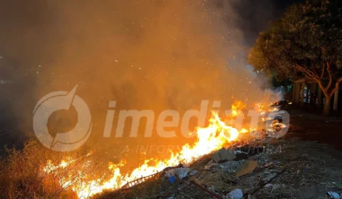 VEJA VÍDEO: incêndio de grandes proporções devasta área de vegetação no Morro da Liberdade