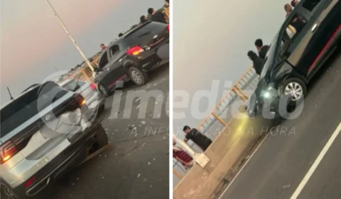 VÍDEO: trânsito fica congestionado após acidente entre veículos na Ponte Rio Negro, em Manaus