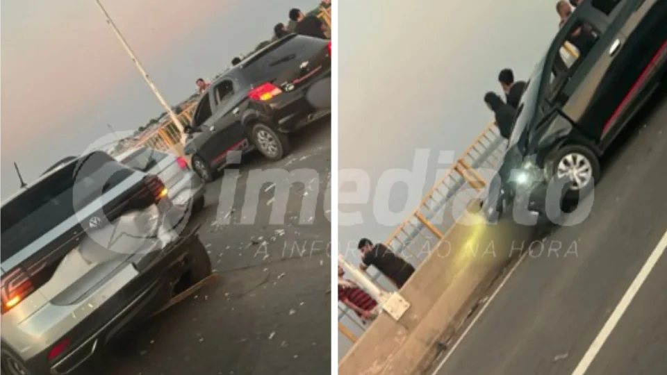 VÍDEO: trânsito fica congestionado após acidente entre veículos na Ponte Rio Negro, em Manaus