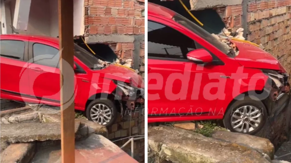 VEJA VÍDEO: motorista perde o controle e carro invade casa no bairro São Jorge