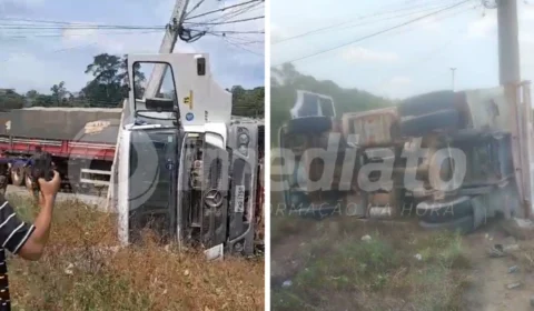 VÍDEO: carretas tombam e colidem em outros veículos no Ramal do Pau Rosa na BR-174