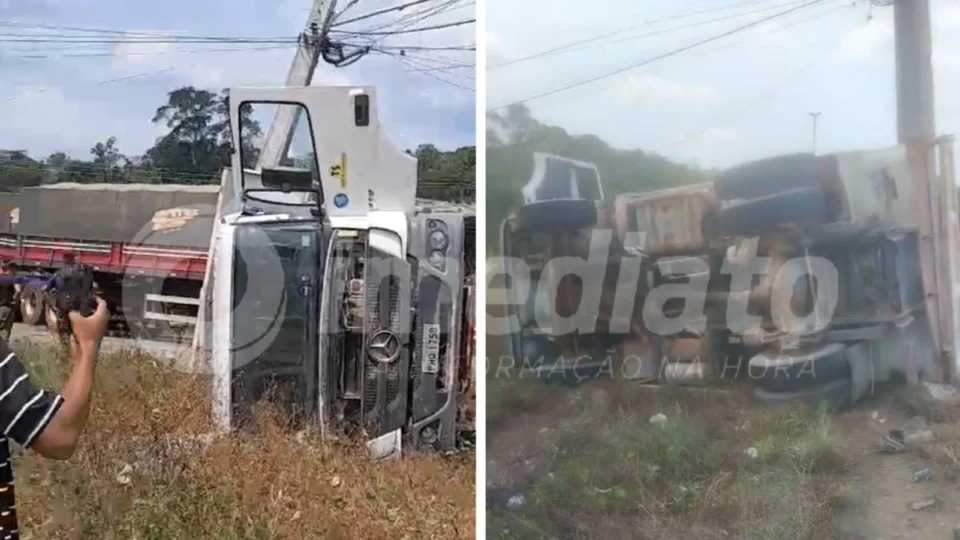 VÍDEO: carretas tombam e colidem em outros veículos no Ramal do Pau Rosa na BR-174