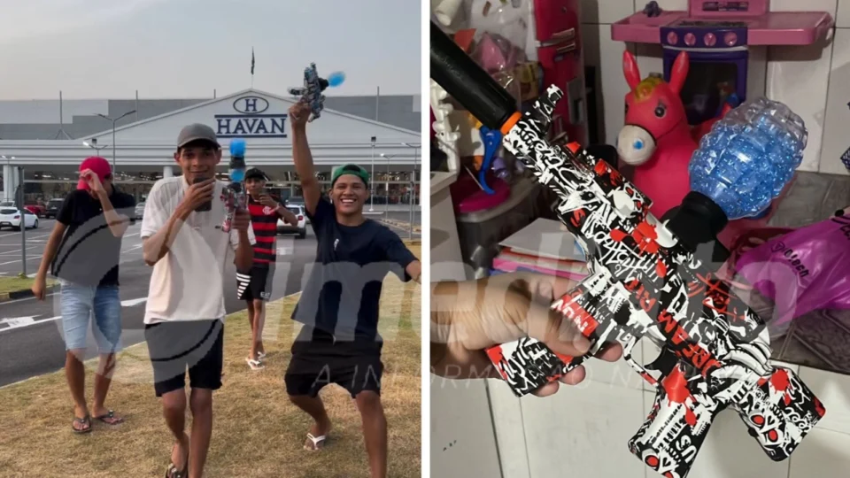 VÍDEOS: jovens invadem loja e realizam batalha com armas de ‘bolinhas em gel’ em Manaus