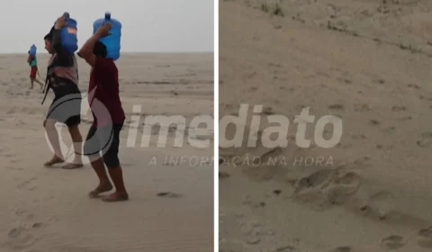 VÍDEO: ribeirinhos precisam caminhar em área seca para retirar água no Rio Madeira