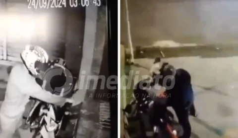 VÍDEO: câmera flagra ladrão furtando moto no bairro Praça 14