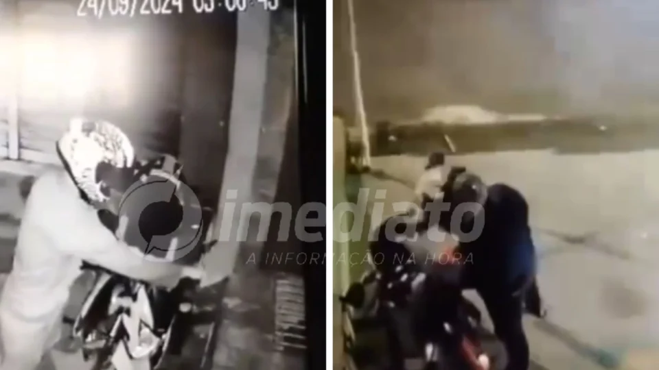 VÍDEO: câmera flagra ladrão furtando moto no bairro Praça 14
