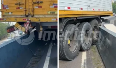 VEJA VÍDEO: motorista de carreta perde controle de veículo e quase cai do viaduto do Coroado