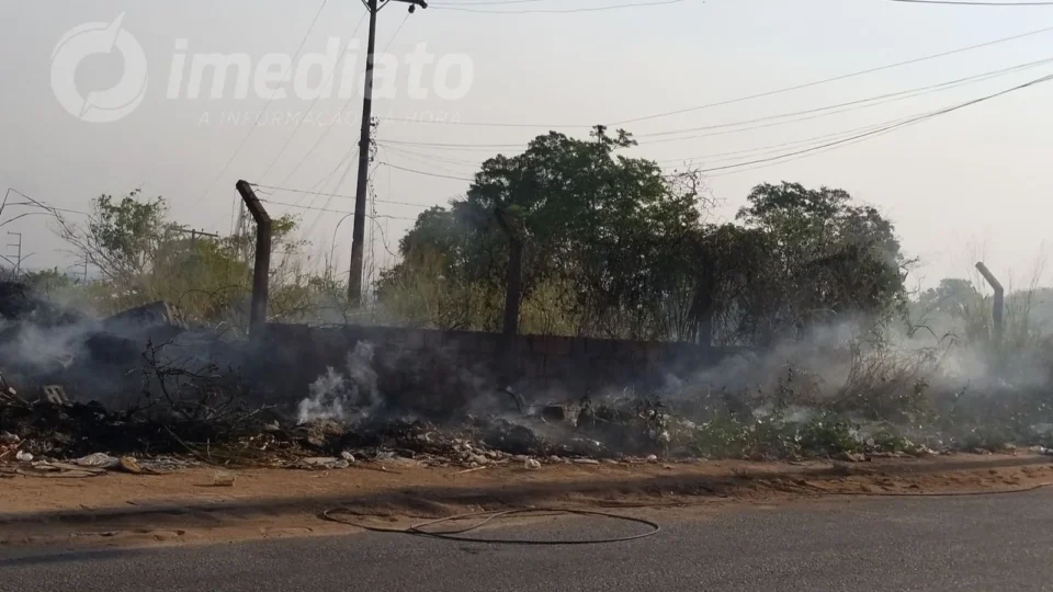 Incêndio de grandes proporções atinge área de mata no bairro Compensa