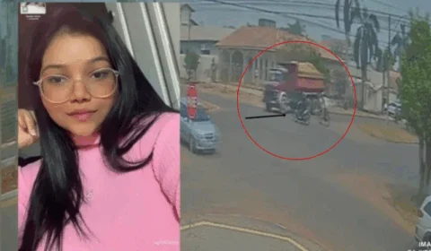 VEJA VÍDEO: jovem em motocicleta morre após ser esmagada por caçamba durante acidente