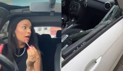 VEJA VÍDEO: distraída se maquiando no trânsito, mulher sofre tentativa de assalto