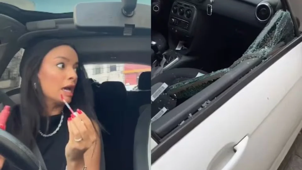 VEJA VÍDEO: distraída se maquiando no trânsito, mulher sofre tentativa de assalto