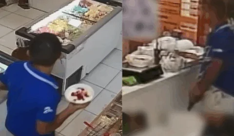 VEJA VÍDEO: bandido armado finge ser cliente de loja de açaí e anuncia assalto