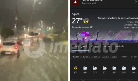 Após calor intenso, forte chuva é registrada na noite desta sexta-feira (27) em Manaus