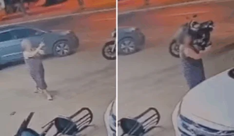 VEJA VÍDEO: idosa dá tiros para encerrar briga de jovens em distribuidora