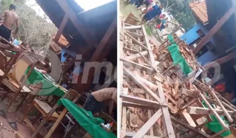 VEJA VÍDEO: teto de restaurante desaba e deixa pessoas feridas em Presidente Figueiredo no Amazonas