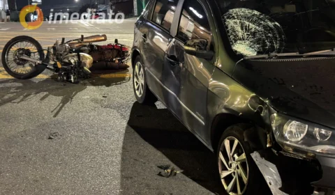 Colisão entre carro e moto deixa motociclista gravemente ferido no bairro Praça 14