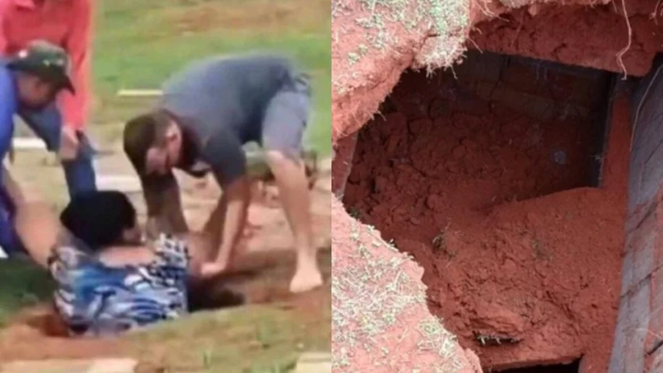 VEJA VÍDEO: chão de cemitério cede e mulher cai dentro de cova
