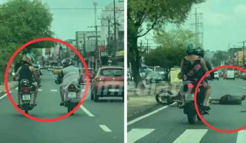 VÍDEO: idoso é atropelado durante briga entre motociclistas na Avenida Grande Circular