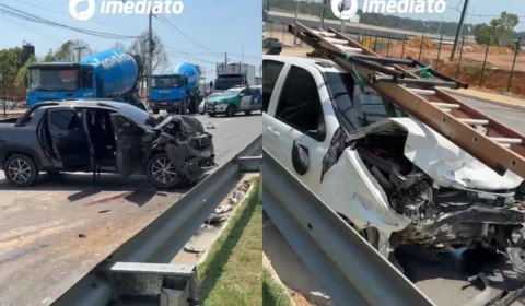 Vídeo: acidente entre dois veículos deixa vítimas gravemente feridas na Av. do Turismo