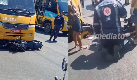 Vídeo: motociclista é atropelado por ‘Amarelinho’ e causa caos no trânsito da Av. Grande Circular