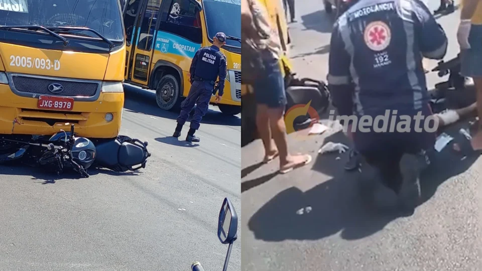 Vídeo: motociclista é atropelado por ‘Amarelinho’ e causa caos no trânsito da Av. Grande Circular