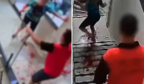 Vídeo: mulher é esfaqueada no pescoço pelo marido e foge ensanguentada pelo corredor de prédio