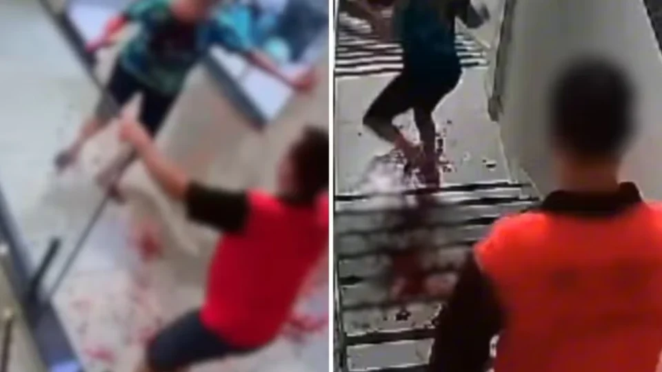 Vídeo: mulher é esfaqueada no pescoço pelo marido e foge ensanguentada pelo corredor de prédio