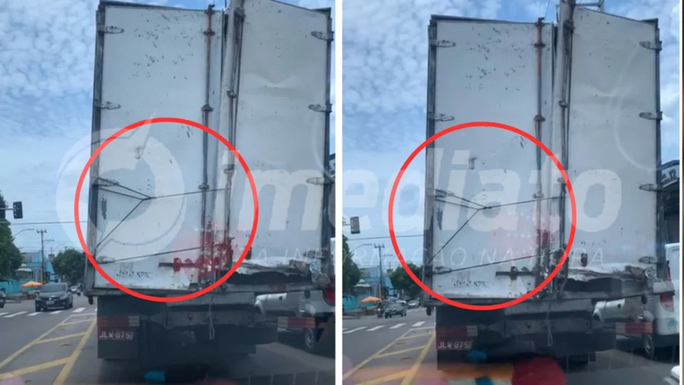 VÍDEO: caminhão com portas amarradas por cordas é flagrado transitando em avenida de Manaus