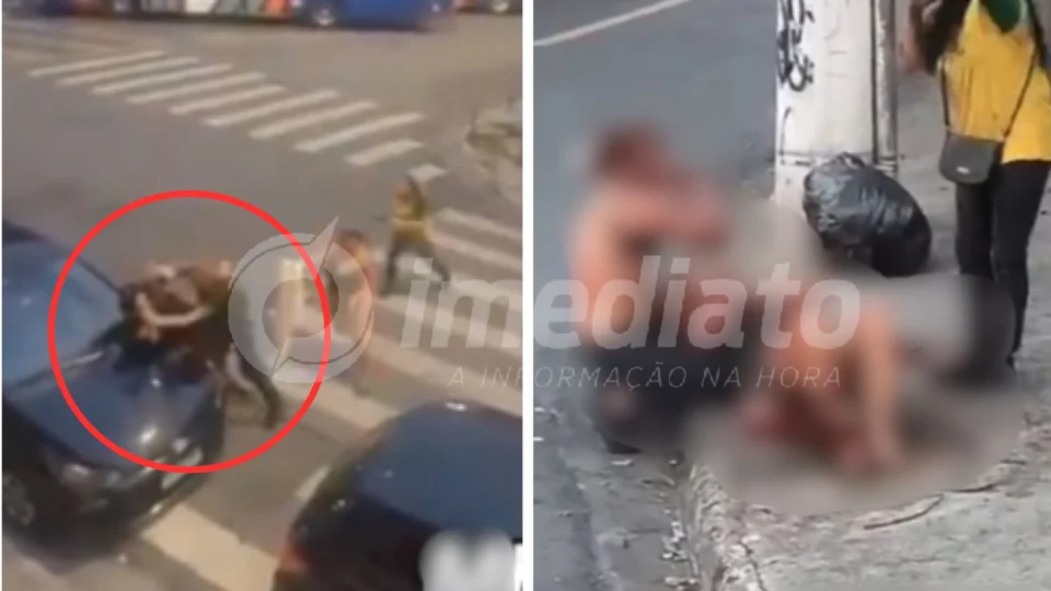 VEJA VÍDEO: mulher não aceita fim de relacionamento e esfaqueia ex-companheiro no meio da rua