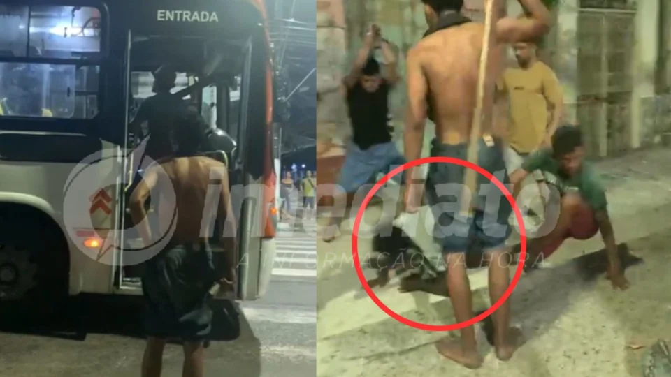 VEJA VÍDEO: homem é espancado a pauladas em parada de ônibus no Centro de Manaus