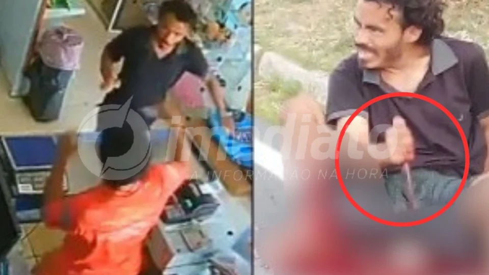 VEJA VÍDEO: Suspeito de assalto a drogaria é baleado após atacar policiais com faca