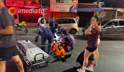 Colisão entre motos deixa três pessoas gravemente feridas na Avenida Grande Circular