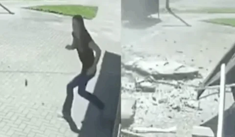 VEJA VÍDEO: mulher escapa da morte após muro desabar em cima dela