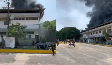 Vídeo: curto-circuito causa incêndio de grandes proporções em área militar de Manaus