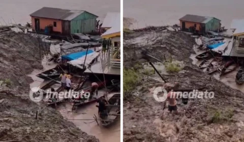 VÍDEO: chuva intensa vira flutuantes e naufraga canoas em Anamã; cidade está sob Alerta Amarelo