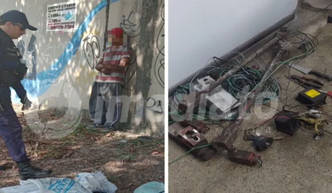 VÍDEO: homem é preso após furtar fios de rede elétrica na Avenida Constantino Nery