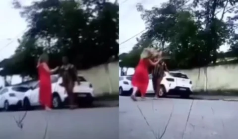 VEJA VÍDEO: mãe de ex-aluno desfere soco no rosto de professora no meio da rua