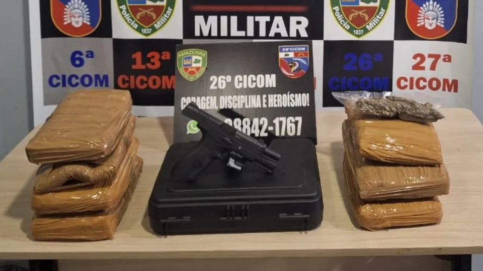 Polícia apreende sete tabletes de maconha e arma de fogo no bairro Tarumã