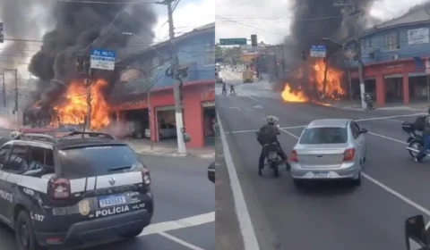 VEJA O VÍDEO: Ônibus pega fogo e perde controle na zona sul de São Paulo